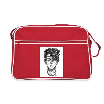 Doodle The Face - Retro Tasche - Rot/Weiß - Vorne