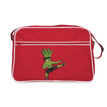 Karaté Kick Poireau Oignon Céleri Arts Martiaux Kuns - Sac Retro - rouge/blanc - Devant