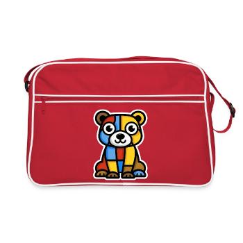Colorful stylized image of a bear - Retro Bag - red/white - Front