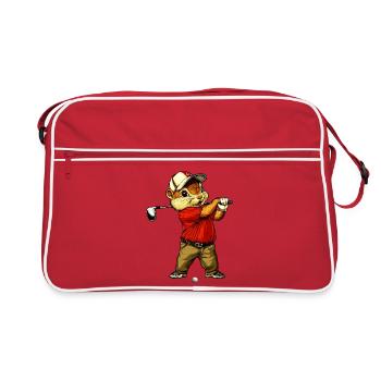 Streifenhörnchen Golf - Retro Tasche - Rot/Weiß - Vorne