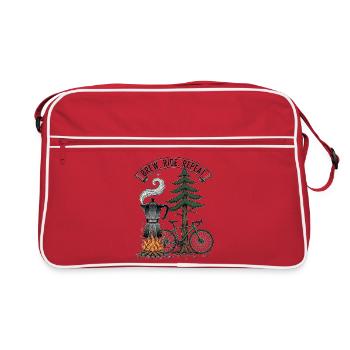 Gravure sur bois de moto Moka Brew Ride Repeat - Sac Retro - rouge/blanc - Devant