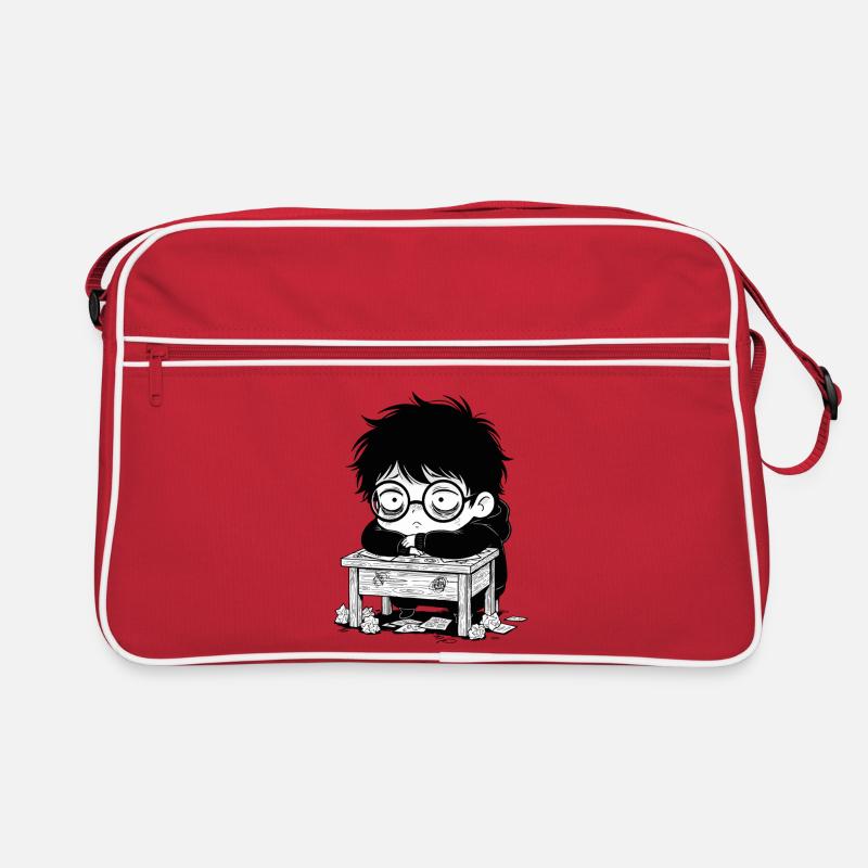 Studentischer Burnout-Büro – leerer Blick Retro Tasche