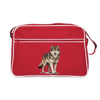 Wolf Animal - Retro Bag - red/white - Front