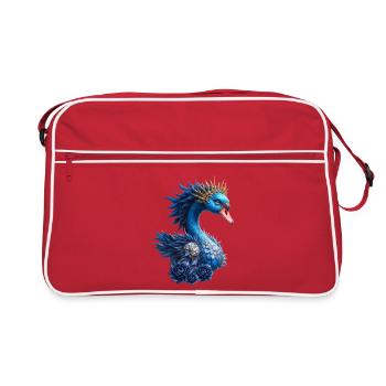 Oiseau bleu royal avec couronne - Sac Retro - rouge/blanc - Devant