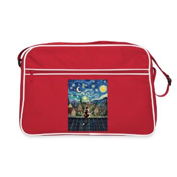 Art du chat Van Gogh du village de la Nuit étoilée - Sac Retro - rouge/blanc - Devant