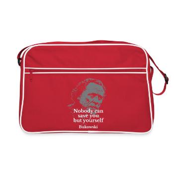 Charles Bukowski quote on Self-Reliance - Retro Bag - red/white - Front