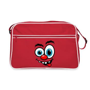 Bunte Clown-Karikatur - Retro Tasche - Rot/Weiß - Vorne