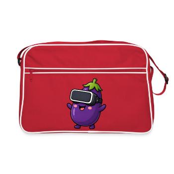 Joueur de dessins animés végan aux légumes d’aubergine - Sac Retro - rouge/blanc - Devant