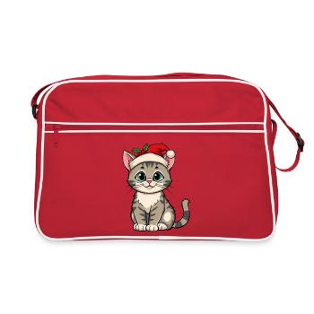 Chaton de Noël avec chapeau - Sac Retro - rouge/blanc - Devant