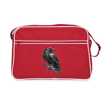 Raven Sketch Gothic Graphic - Retro Bag - red/white - Front