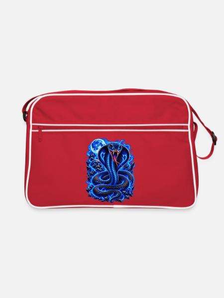 Blaue Neon Kobra - Retro Tasche - Rot/Weiß