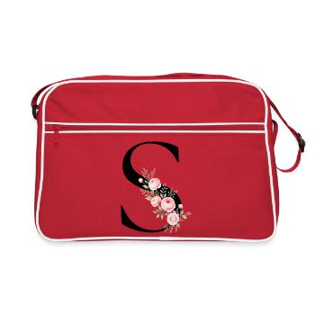 S Buchstabe Monogram Floral - Retro Tasche - Rot/Weiß - Vorne