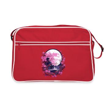 japanese cherry blossom Kirschblüten & Mond Japan - Retro Tasche - Rot/Weiß - Vorne