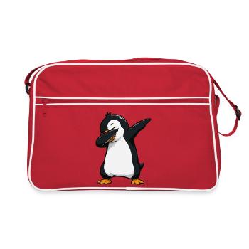 Dab-Pinguin Illustration - Retro Tasche - Rot/Weiß - Vorne