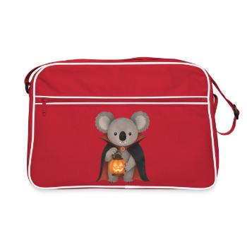 Vampirkoala und Kürbislaterne - Retro Tasche - Rot/Weiß - Vorne