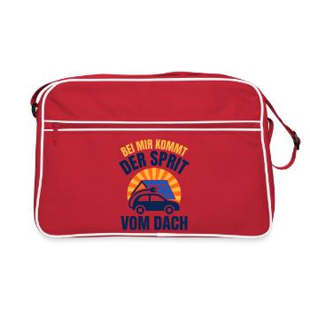 E-Auto Sprit vom Dach - Solar Photovoltaik - Retro Tasche - Rot/Weiß - Vorne