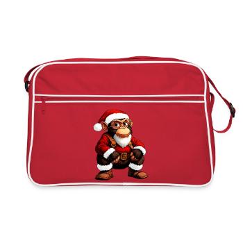 Affen Weihnachten - Retro Tasche - Rot/Weiß - Vorne