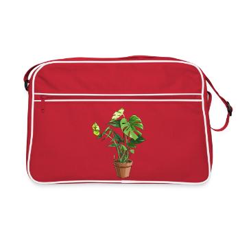 Monstera im Topf – Dschungelblätter - Retro Tasche - Rot/Weiß - Vorne