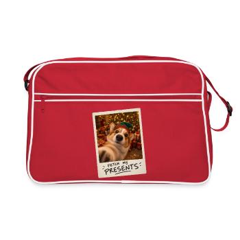Fetch My Presents Corgi Selfie Weihnachten - Retro Tasche - Rot/Weiß - Vorne
