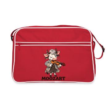 Cute Cow Mozart Wortspiel Klassische Musik Geiger Kunst - Retro Tasche - Rot/Weiß - Vorne