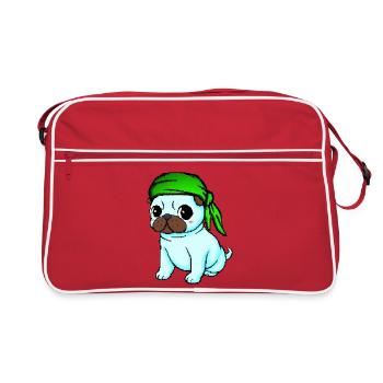 Bandana Mops - Retro Tasche - Rot/Weiß - Vorne