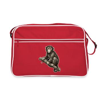 Illustration de singe dans un style vintage - Sac Retro - rouge/blanc - Devant