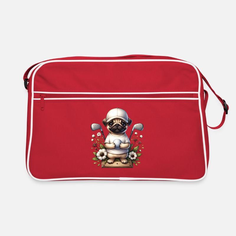 Funny Golf Dog Funny Pug Golfer Design Retro Bag