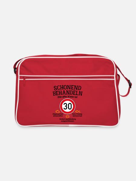 30. Geburtstag Schonend Behandeln Alte Kiste 30 - Retro Tasche - Rot/Weiß
