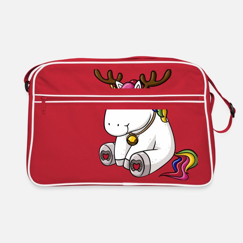 Weihnachts Einhorn - Retro Tasche - Rot/Weiß