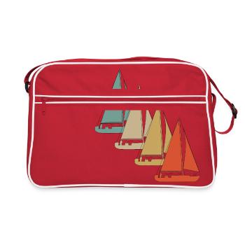 Retro vintage style sailing sailboat sailing ship - Retro Bag - red/white - Front