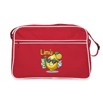 Lemon Character with Sunglasses and Cocktail - Retro Bag - red/white - Front