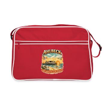 Ahlbeck Ostsee Retro Motiv - Retro Tasche - Rot/Weiß - Vorne