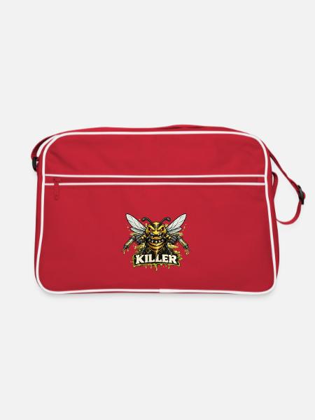 Killer Hornisse Kampfschlacht - Retro Tasche - Rot/Weiß - Vorne
