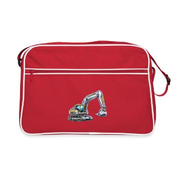 Pelle mécanique Digger chrome pelleteuse futuriste - Sac Retro - rouge/blanc - Devant