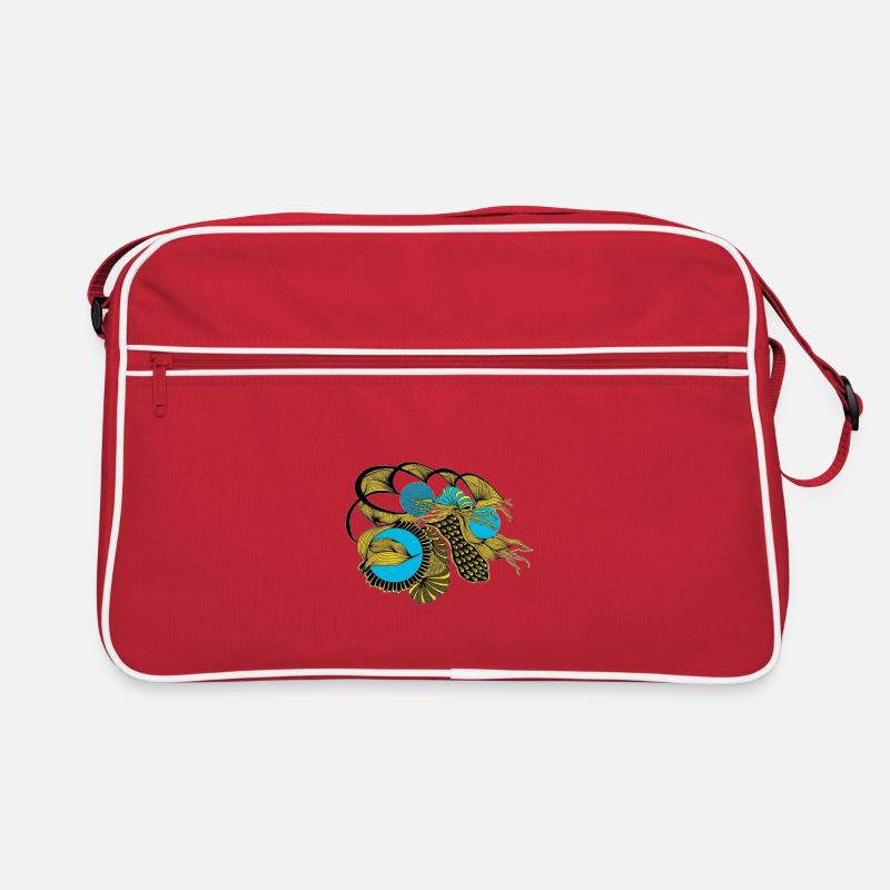Goldene Koi mit Blaue Kreise - Retro Tasche - Rot/Weiß