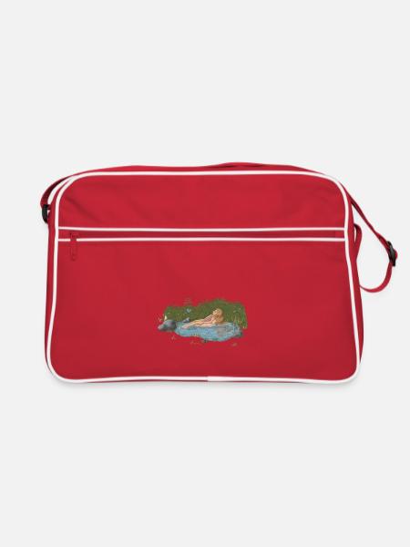 Wasserruhe im Grünen - Retro Tasche - Rot/Weiß