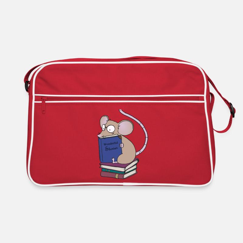 Leseratte mit Büchern wundervolle Geschichten - Retro Tasche - Rot/Weiß