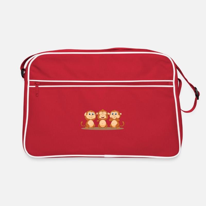 drei affen - Retro Tasche - Rot/Weiß