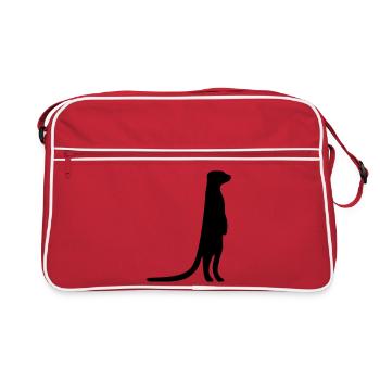 funny meerkat curious animal - Retro Bag - red/white - Front