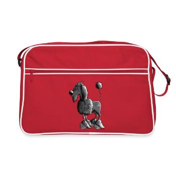 Drôle Caniche Noir - Chien - Chiens - Sac Retro - rouge/blanc - Devant