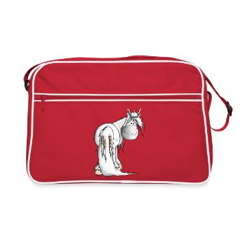 Wikinger Isländer - Pferd - Retro Tasche - Rot/Weiß - Vorne