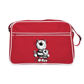 Doux Famille Chat - Sac Retro - rouge/blanc - Devant