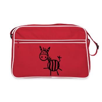 Zèbre - Animal - Animaux - Sac Retro - rouge/blanc - Devant
