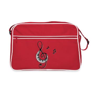 Clef avec des touches de piano et des notes - Sac Retro - rouge/blanc - Devant