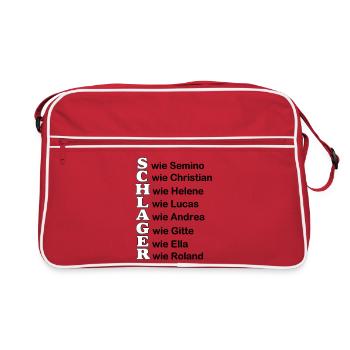 Schlager Party , Schlager Musik , Schlager wie - Retro Tasche - Rot/Weiß - Vorne