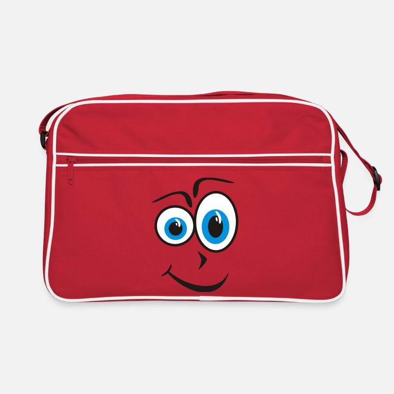 Neugieriges Gesicht mit blauen Augen Retro Tasche
