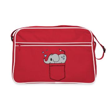 Breast pocket shirt elephant heart blue cute motif - Retro Bag - red/white - Front