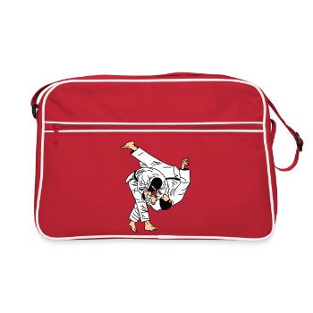 Judo throw in white suit or kimono - Retro Bag - red/white - Front