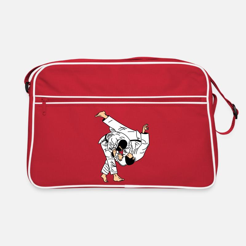 Judo-Wurf im weißen Anzug oder Kimono Retro Tasche