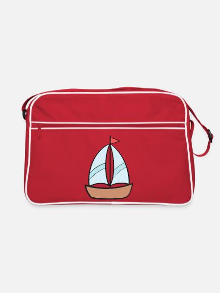 Boat Ship Sailing Ship - Retro Bag - red/white - Front